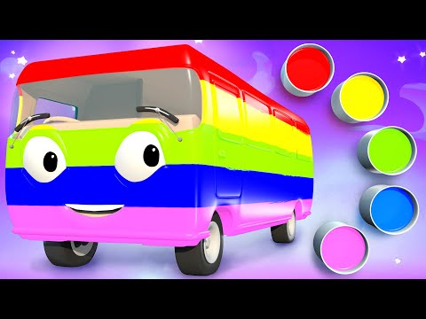Learn Colors with Bus Paint | Finger Family Song for Kids | Best of Panda Bo